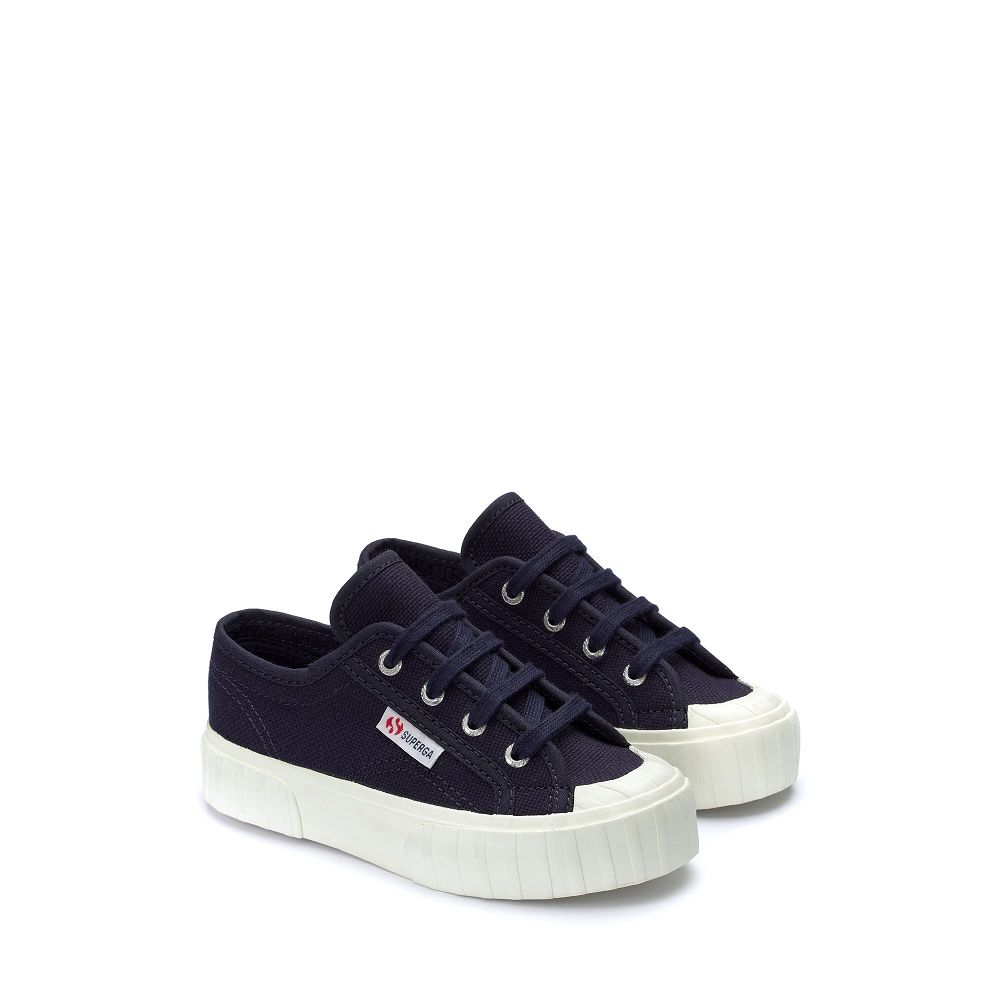 Superga 2630 Stripe Blue Low Top Sneakers - Kids Sneakers USA | US3037268